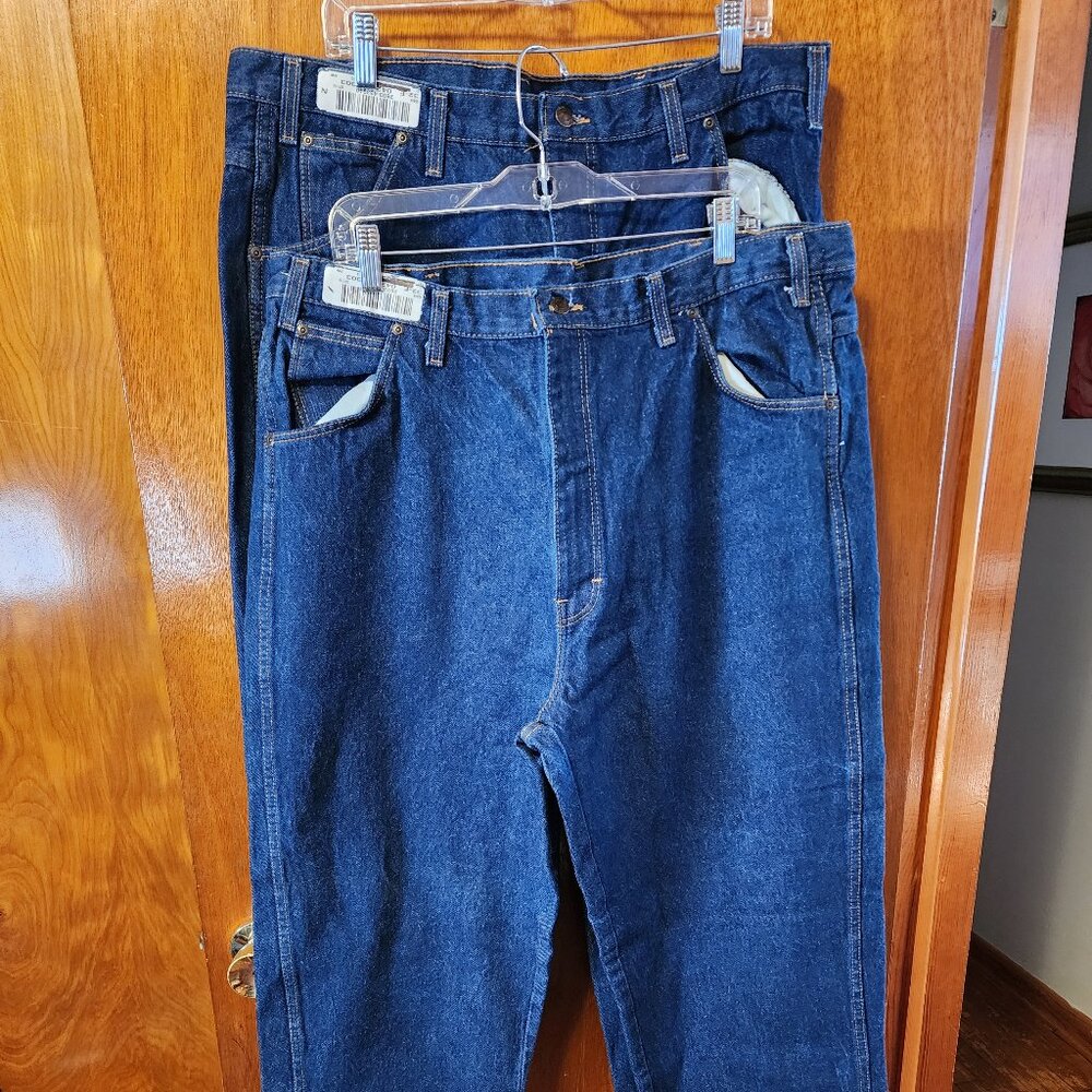Men's G & K Services 2 Pair 42x32 Heavy Dark Blue Denim Work Jeans #1 #2